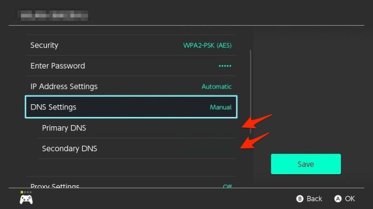Nintendo Switch - change DNS settings