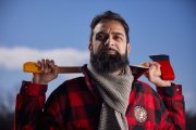 Lumberjack looks toward the horizon