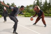 Moose plays basketball