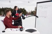 Lumberjack and hockey player discuss market research